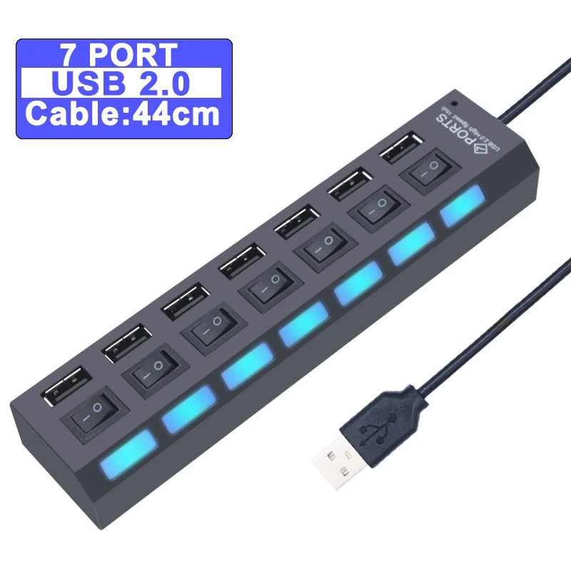 USB 3.0 Hub – 4 or 7 Port Splitter with Switches