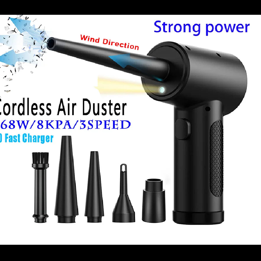 Compressed Air Duster, 51000 RPM Mini Electric Cordless Air Blower, USB Rechargeable Cleaner for Computer Keyboard PC & Car