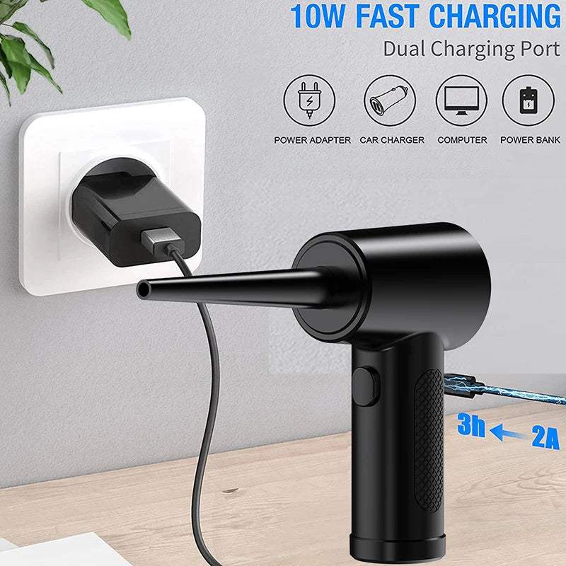 Compressed Air Duster, 51000 RPM Mini Electric Cordless Air Blower, USB Rechargeable Cleaner for Computer Keyboard PC & Car