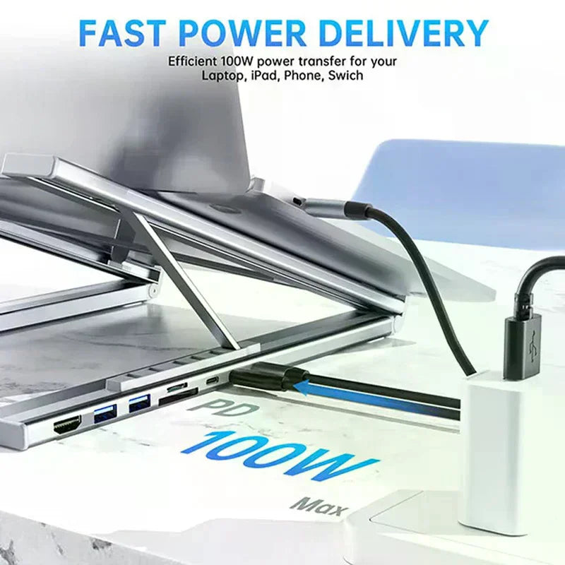 8-in-1 USB-C Laptop Stand with Docking Station