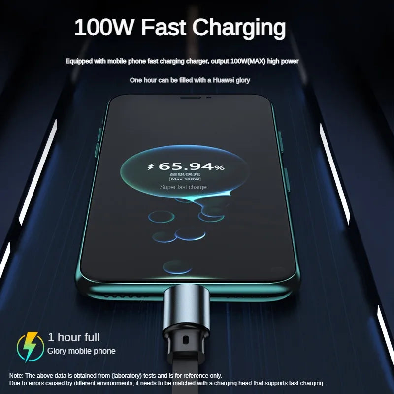 3-in-1 Retractable 100W USB Charging Cable