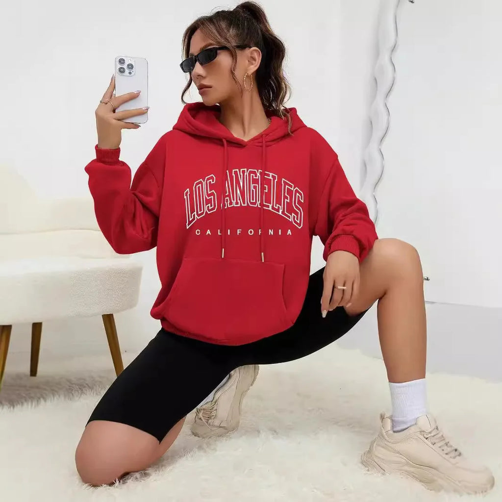 Women's LA California Print Oversized Pocket Hoodie