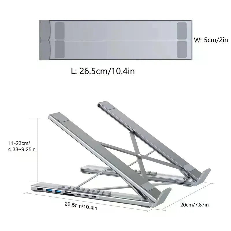 8-in-1 USB-C Laptop Stand with Docking Station
