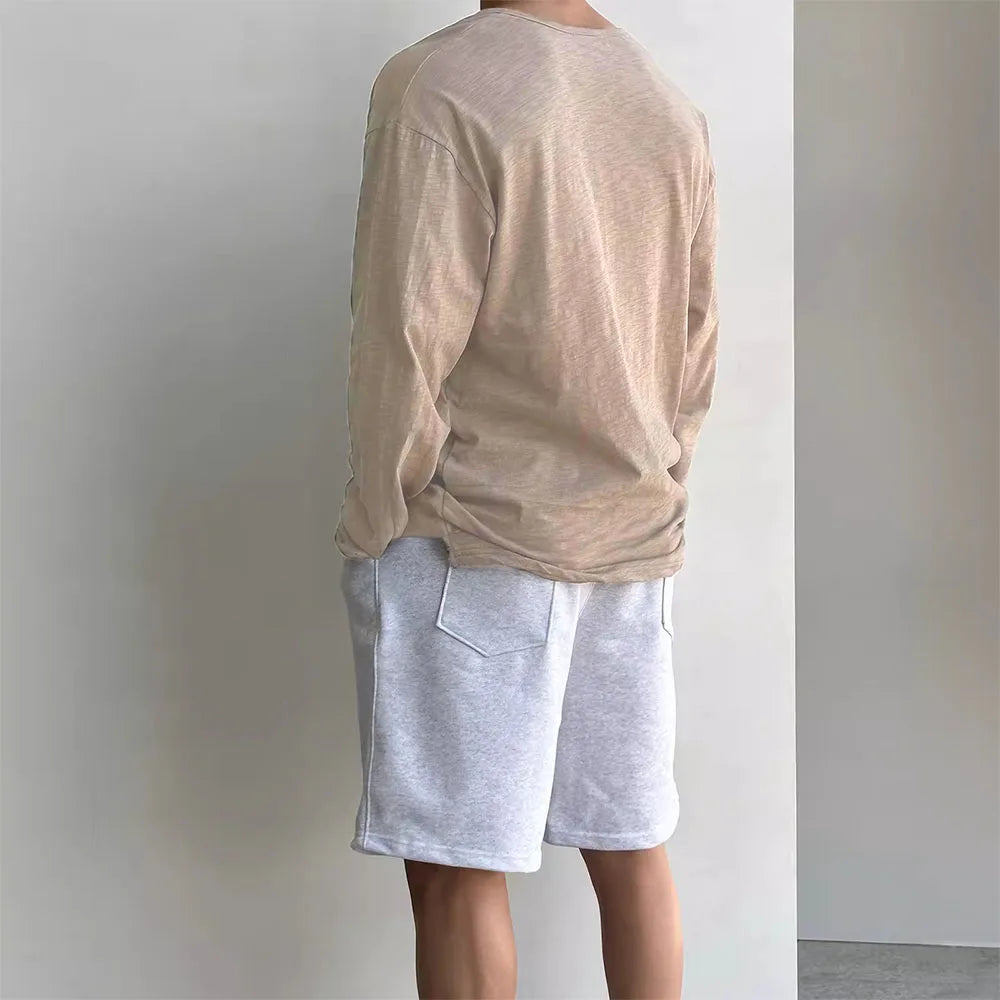Men's Korean Loose Long Sleeve Cotton T-Shirt