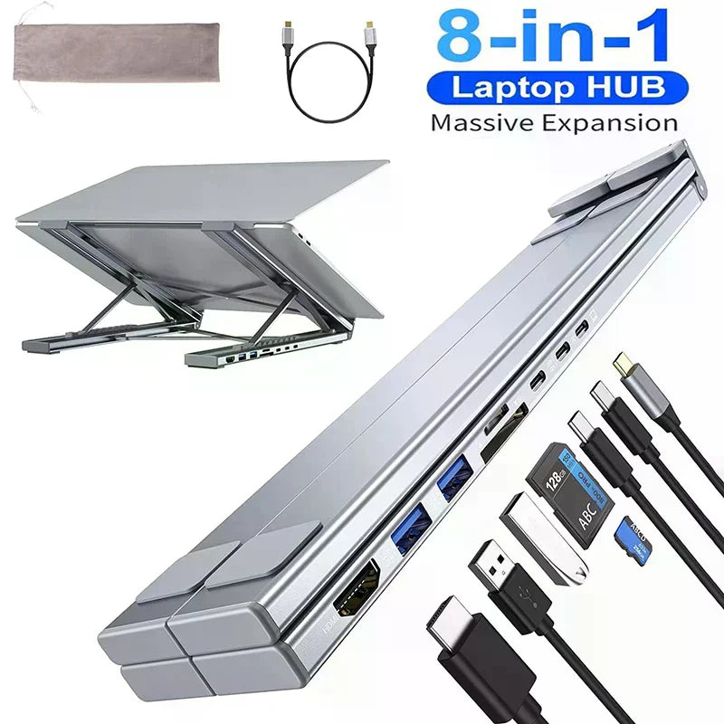 8-in-1 USB-C Laptop Stand with Docking Station