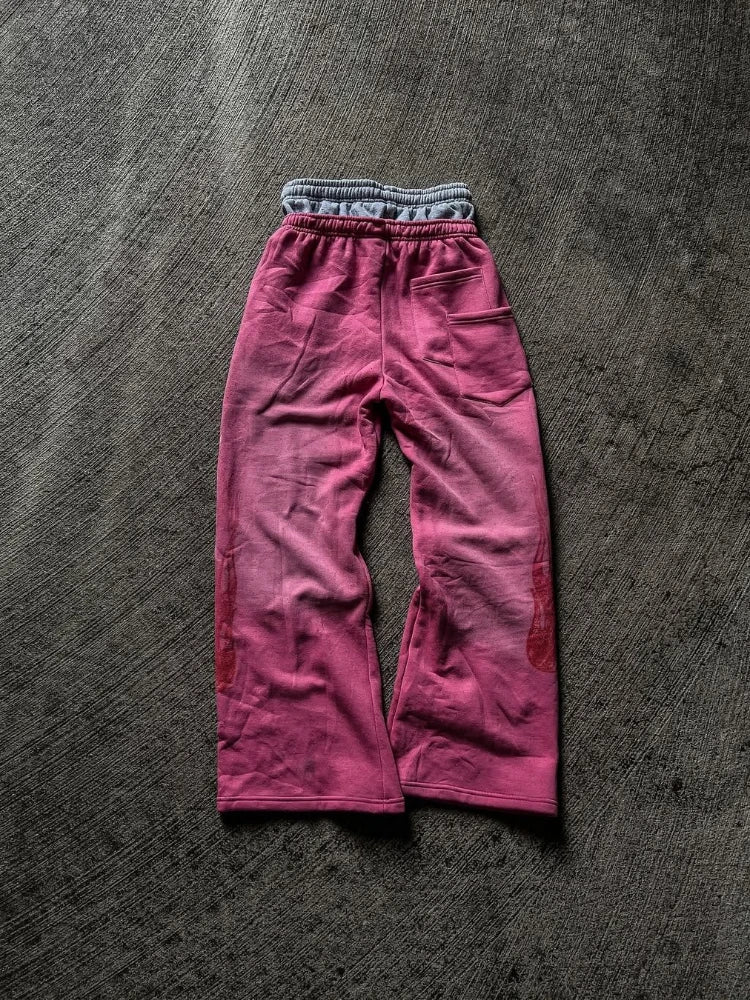 Unisex Embroidered Printed Straight Leg Pants