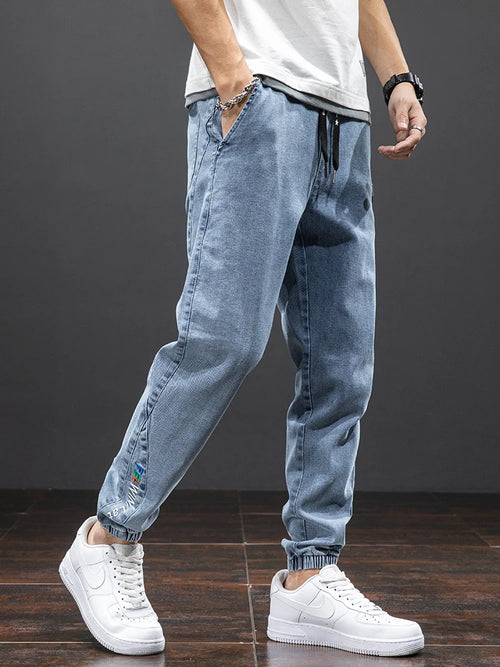 Men's Cargo Denim Jogger Pants – Plus Size