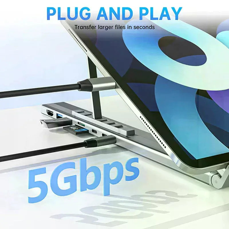 8-in-1 USB-C Laptop Stand with Docking Station