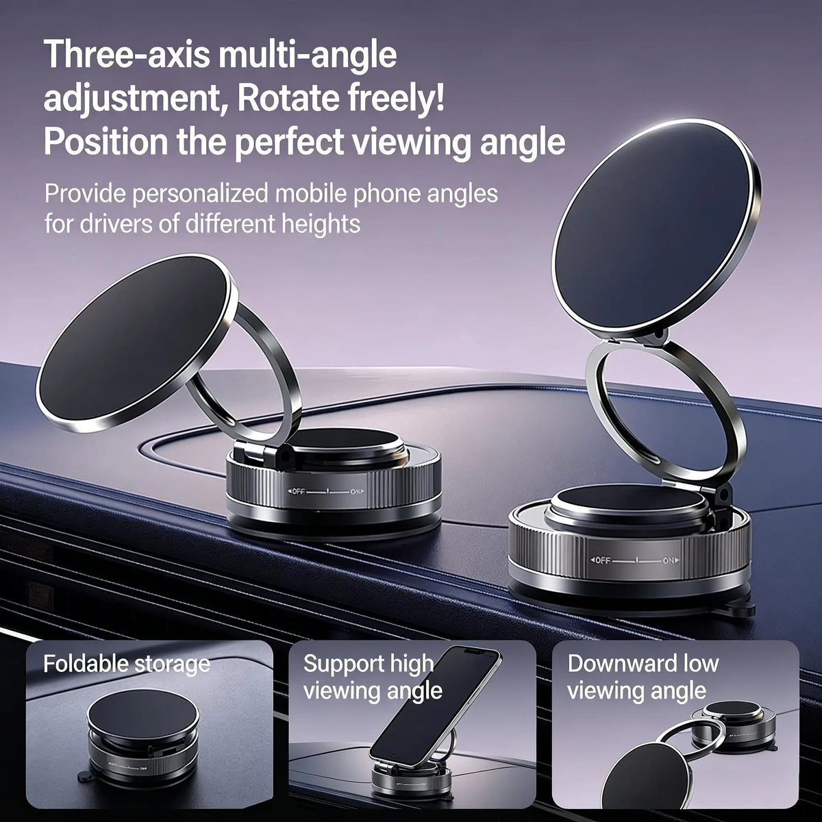 360° Magnetic Car Phone Mount with Suction Cup