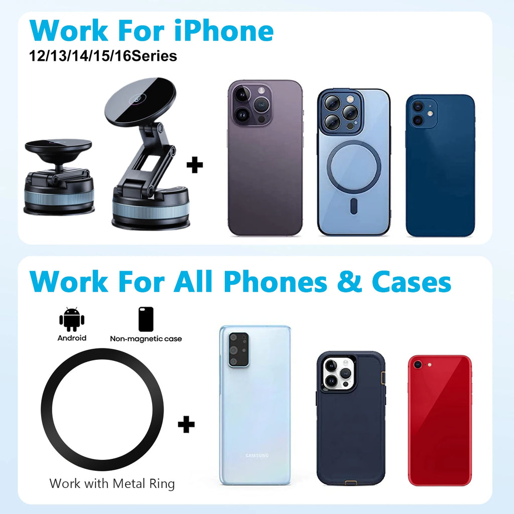 Magnetic Vacuum Car Phone Holder