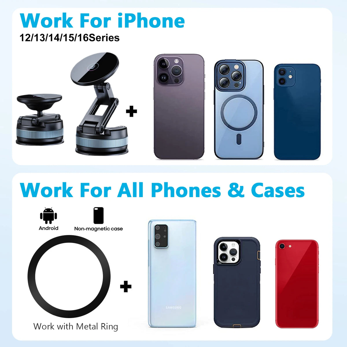 Magnetic Vacuum Car Phone Holder