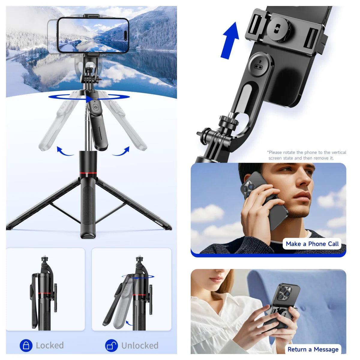 MEUYAG Selfie Stick Tripod with Fill Light & Remote