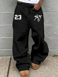 Men's Letter Print Drawstring Jogger Pants
