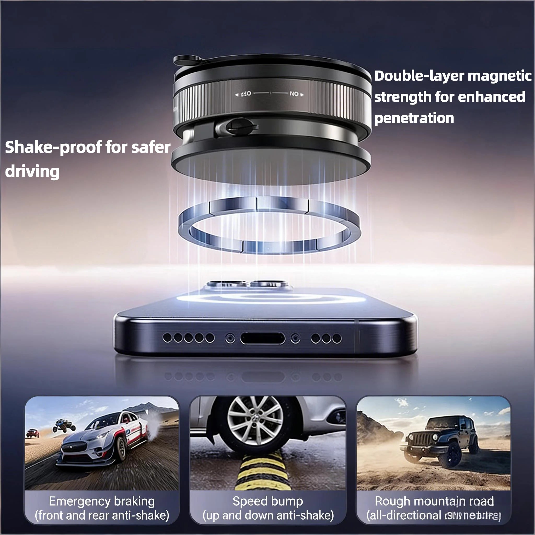 360° Magnetic Car Phone Mount with Suction Cup