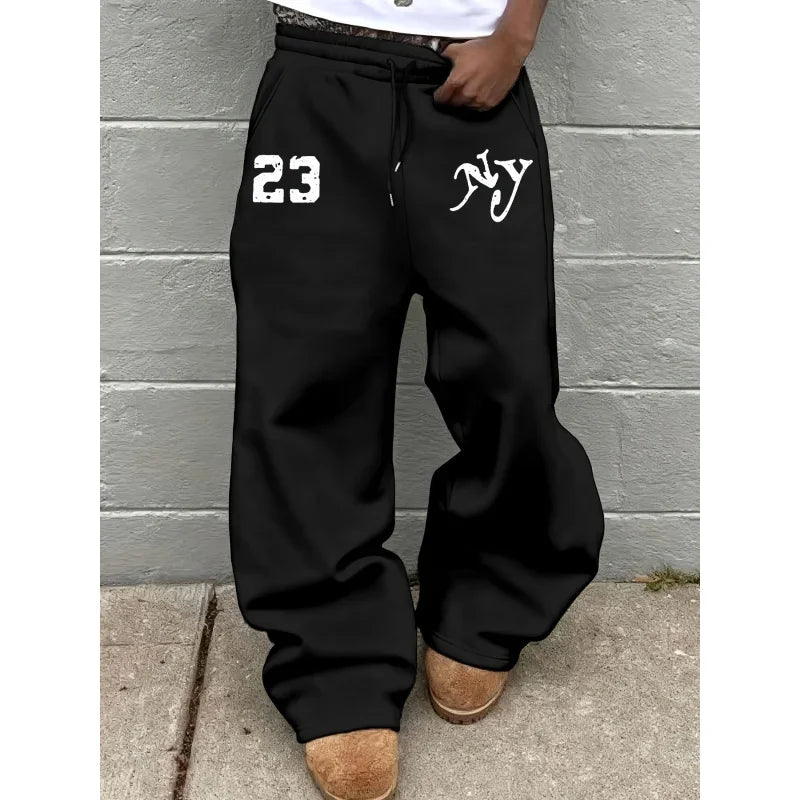 Men's Letter Print Drawstring Jogger Pants