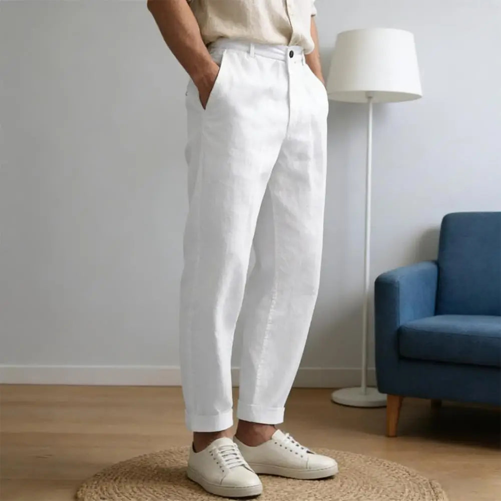 Men's Vintage Linen Straight Leg Trousers